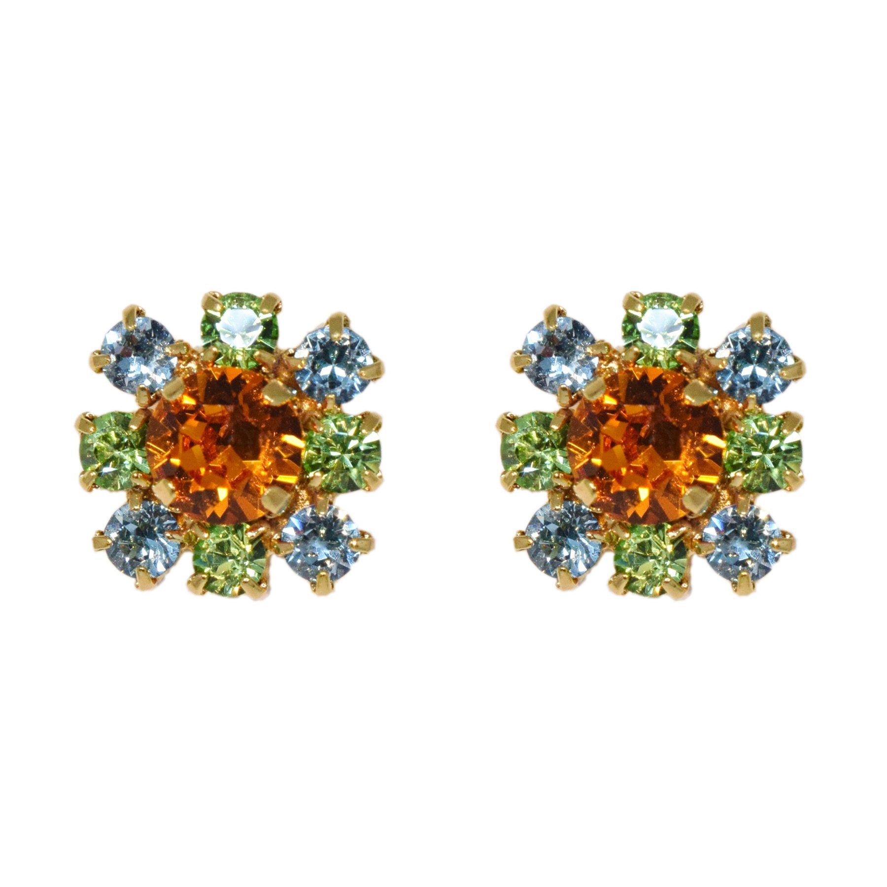 MINI FLOWER イヤリング -masae公式オンラインストア | ビジューピアス、クリスタルガラス、花モチーフ、花ピアス、スワロフスキーピアス、パーティーアクセサリー、カラーアクセサリー、オレンジピアス、フラワーピアス