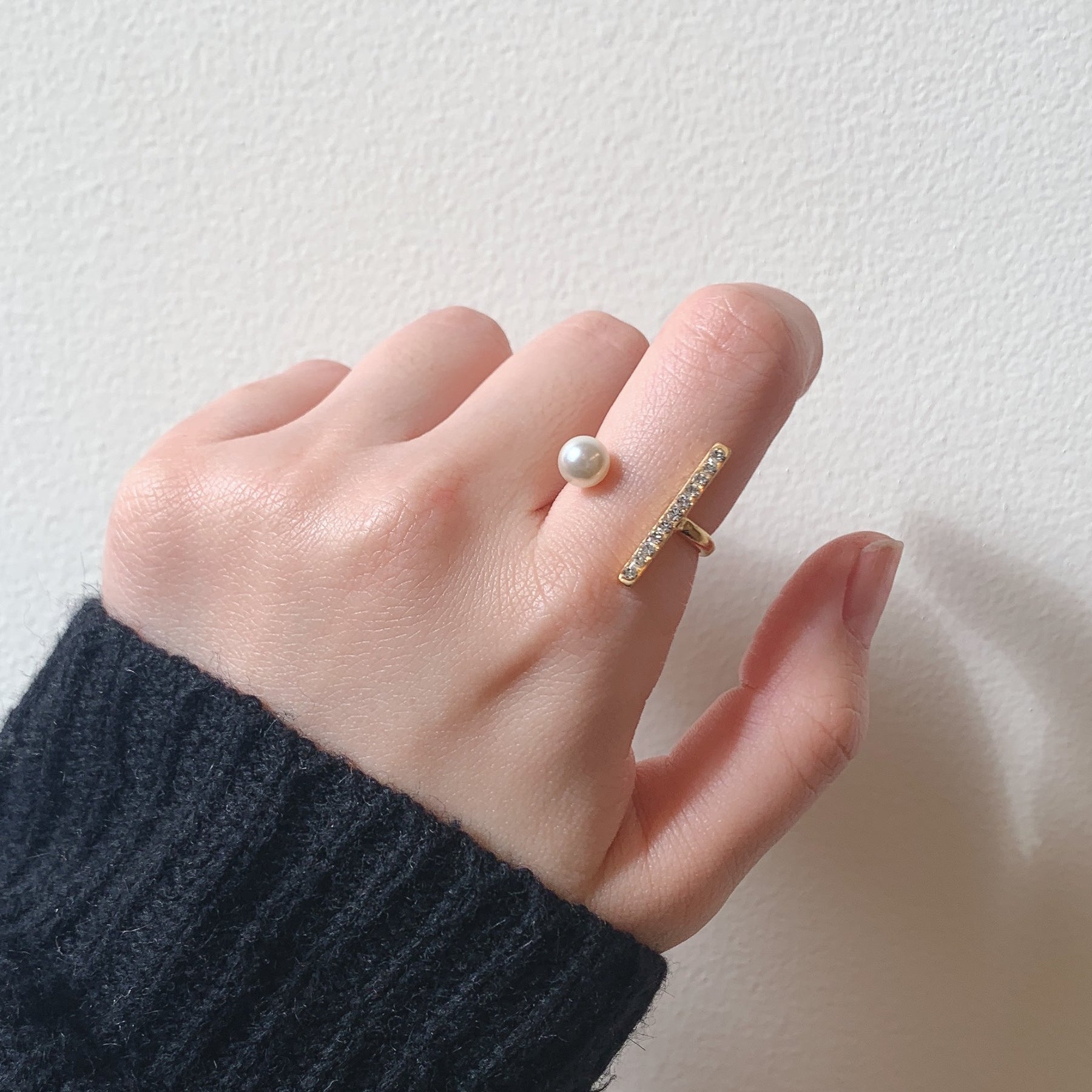 REEVA リング - masae公式オンラインストア | フォークリング、フリーサイズリング、パール、クリスタルガラス、ビジューリング、ビジューアクセサリー、重ね付けリング、神戸アクセサリー、ハンドメイド