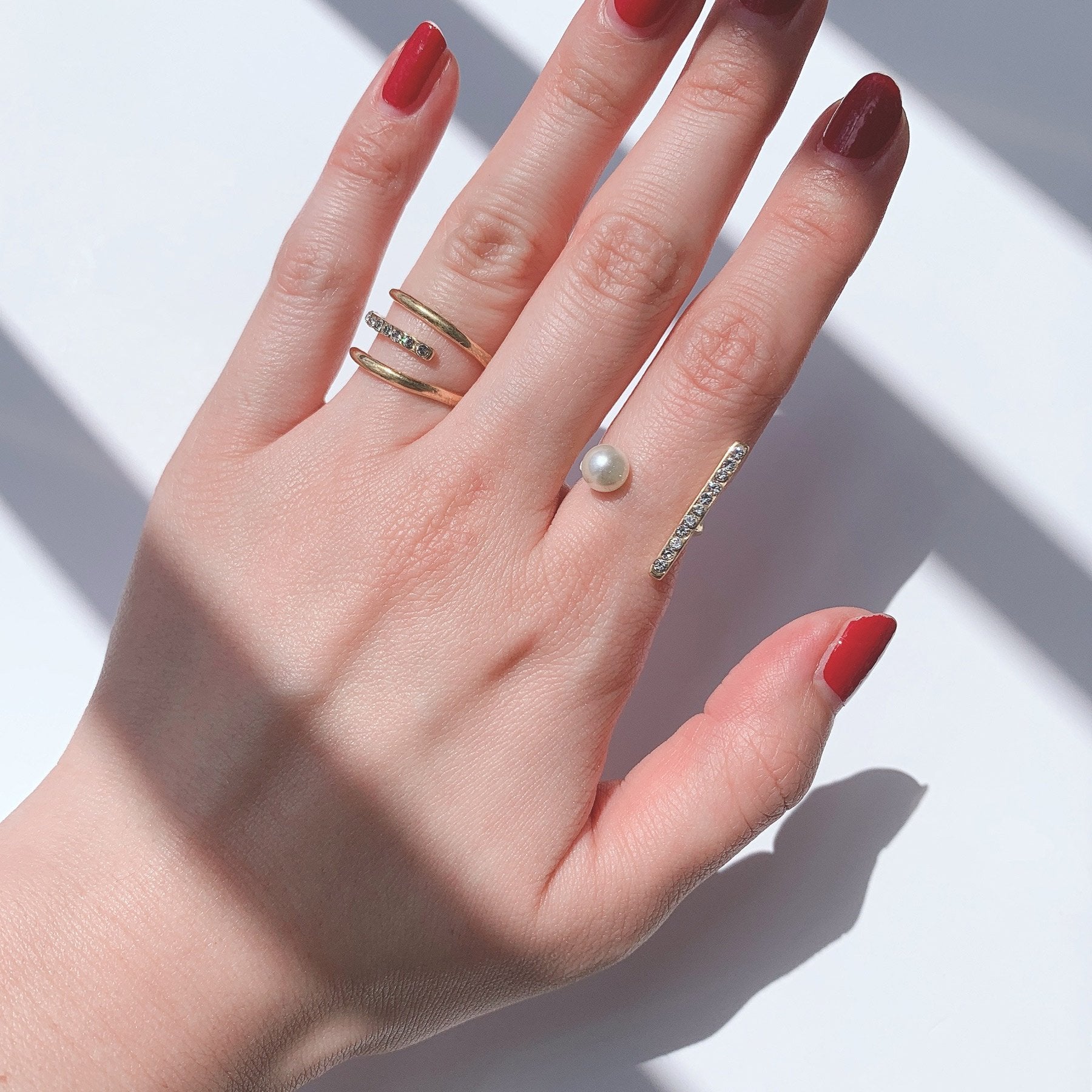 REEVA リング - masae公式オンラインストア | フォークリング、フリーサイズリング、パール、クリスタルガラス、ビジューリング、ビジューアクセサリー、重ね付けリング、神戸アクセサリー、ハンドメイド